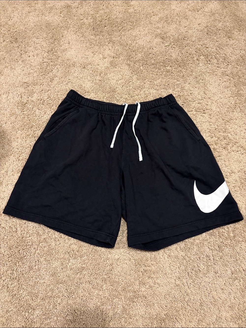Nike Black Sweat Shorts Big Swoosh Menโs Size XL
